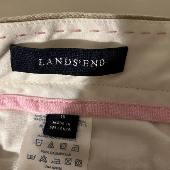 Tan Lands End Wide Leg Cropped Pants Size 18 Casual Beach Adjustable Waistband - Picture 4 of 8